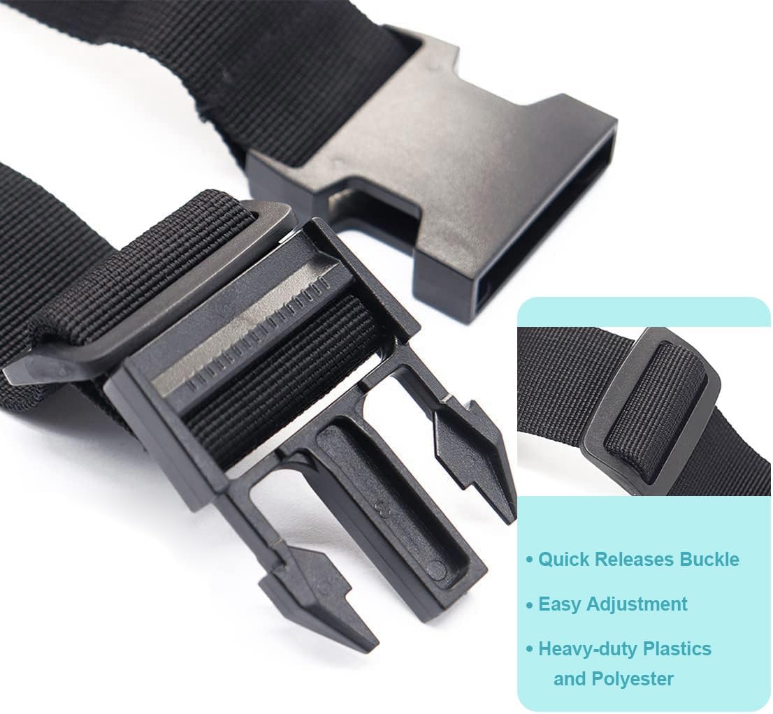 Luggage Straps for Suitcases, Travel Belt Multiple Connector, 2 Pack Black | Thick Weave High Tensile 600D Fabric, Heavy Duty Polyester, Quick Release Buckle, Adjustable 25" to 45", Fits Most Luggage - Image 2