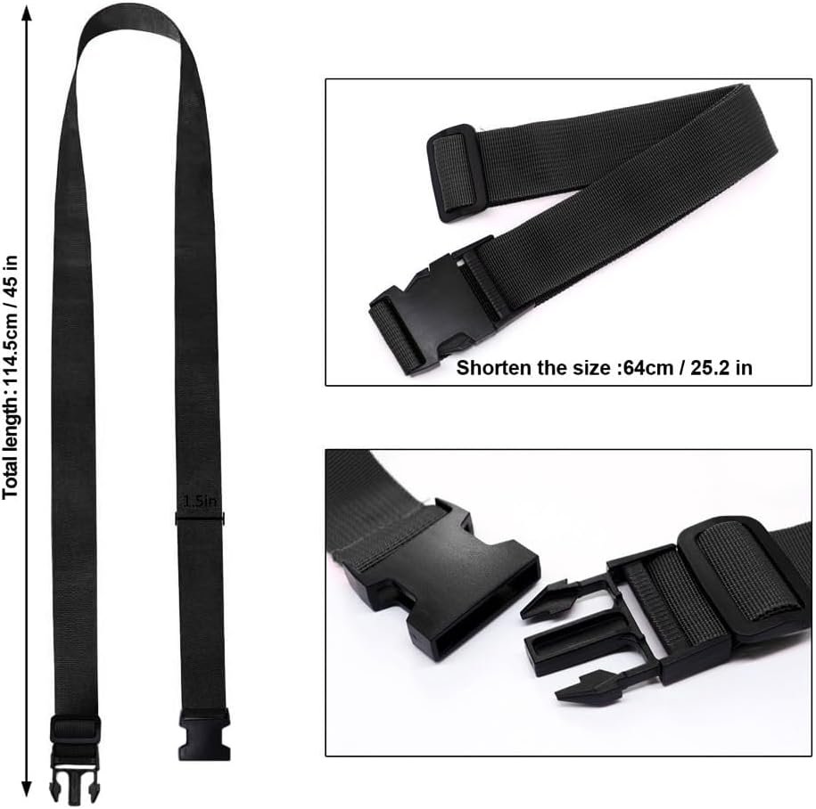 Luggage Straps for Suitcases, Travel Belt Multiple Connector, 2 Pack Black | Thick Weave High Tensile 600D Fabric, Heavy Duty Polyester, Quick Release Buckle, Adjustable 25" to 45", Fits Most Luggage - Image 6